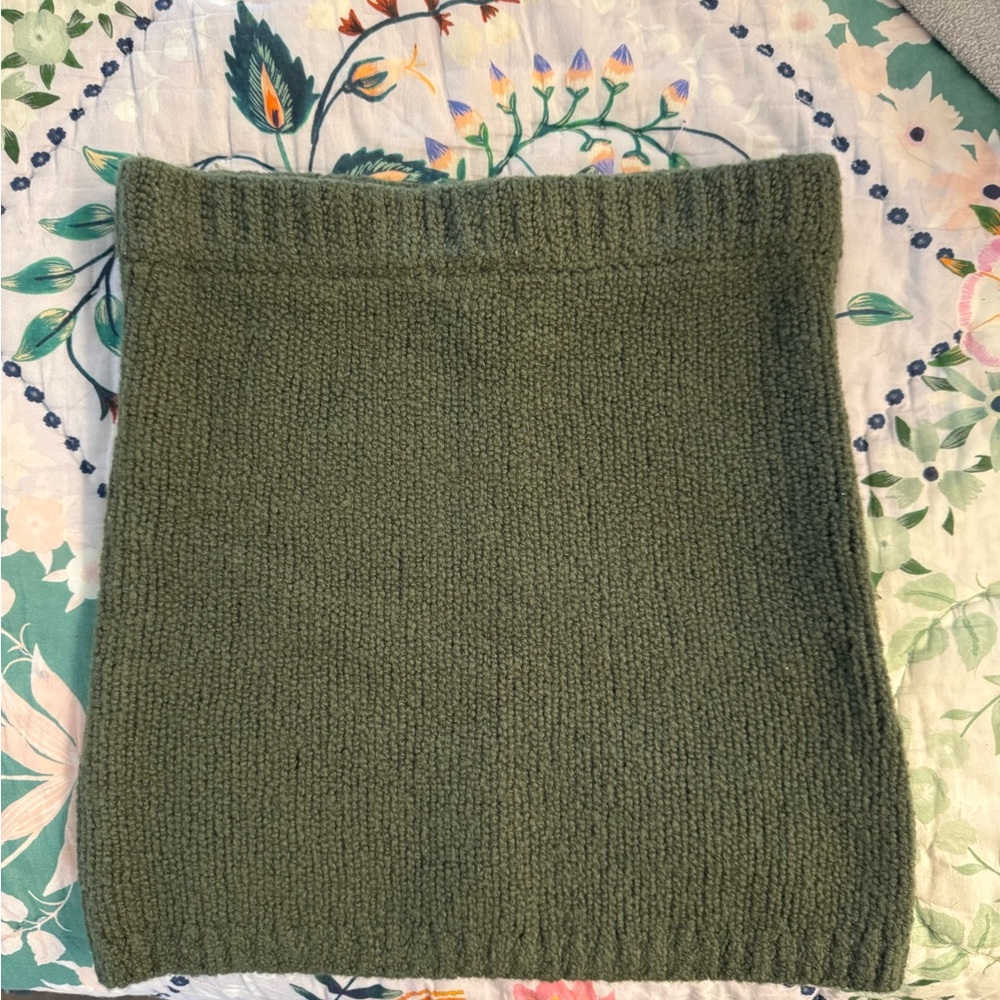 Anthropologie Olive Green Knit strapless top